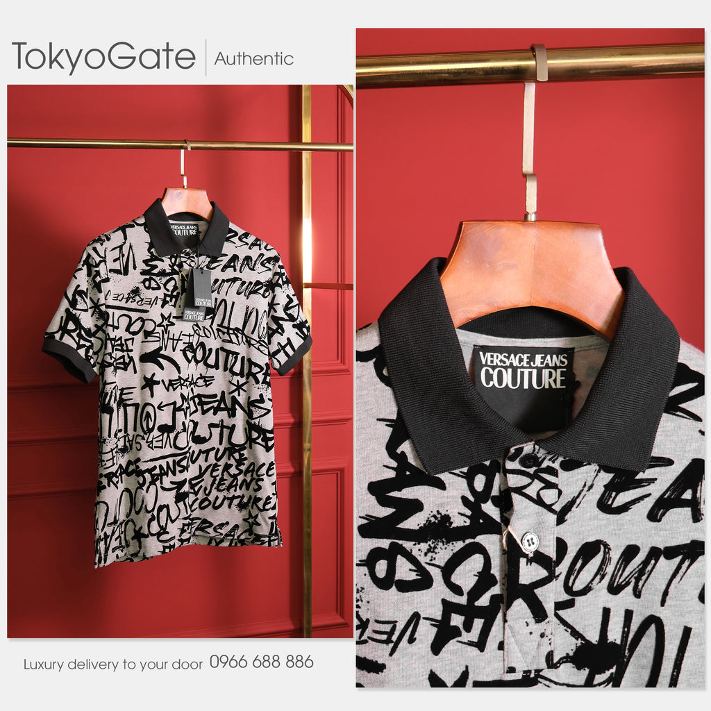 Áo polo Versace Jeans Couture 75GCG6RO Graffiti Flock Regular Fit
