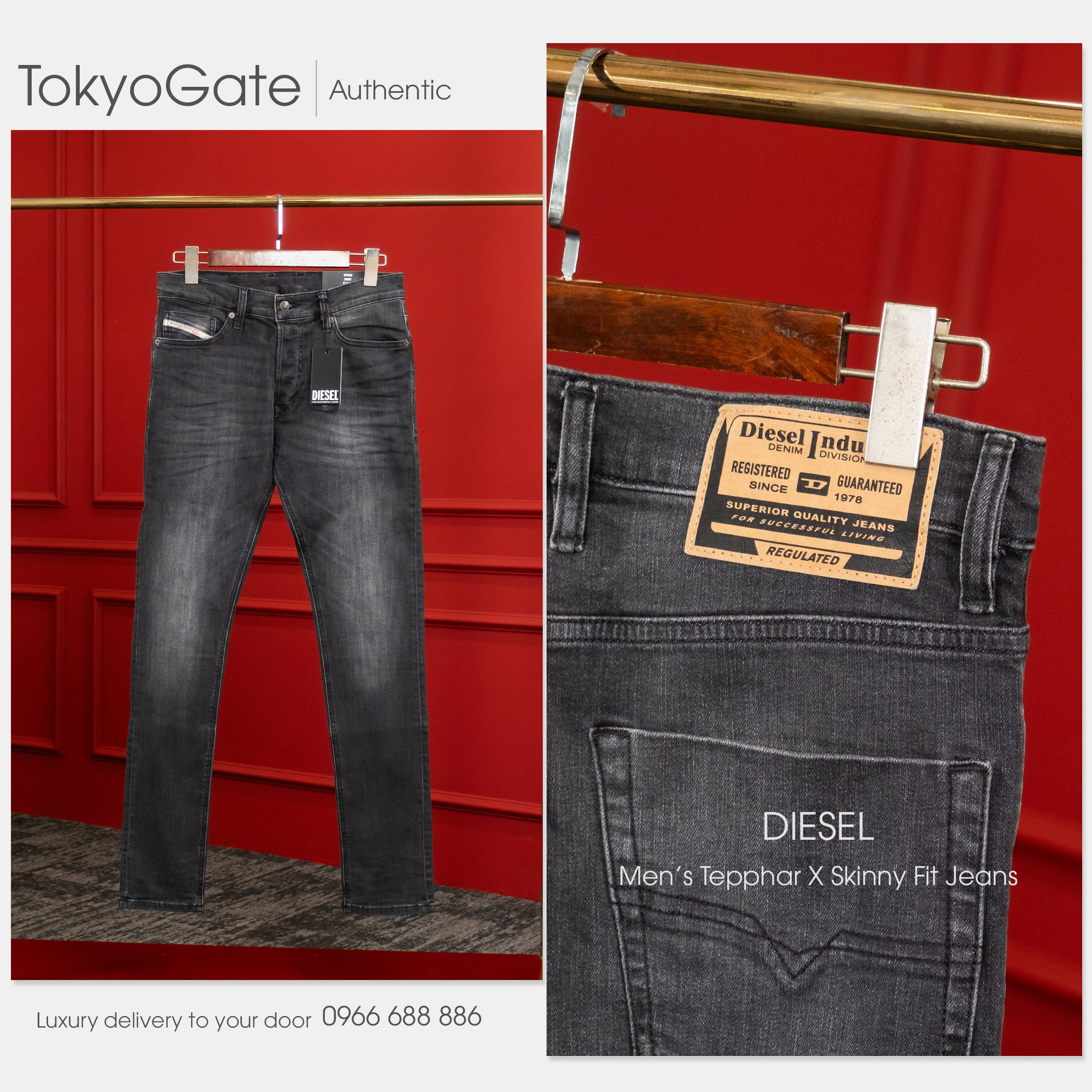 Quần jeans Diesel Tepphar-X Black Skinny Fit