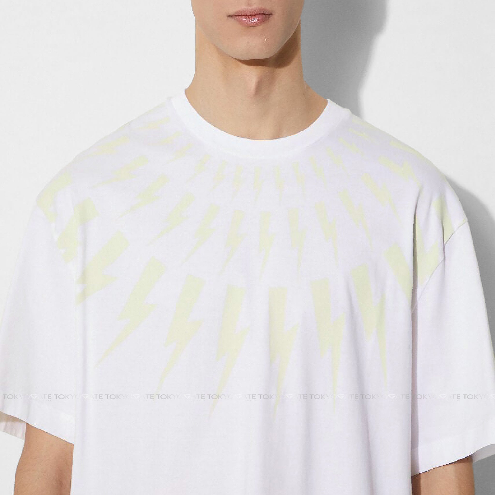 Áo phông Neil Barrett Fair-Isle Thunderbolt T-Shirt White/Chalk Slim