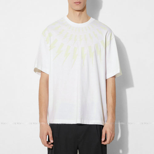 Áo phông Neil Barrett Fair-Isle Thunderbolt T-Shirt White/Chalk Slim