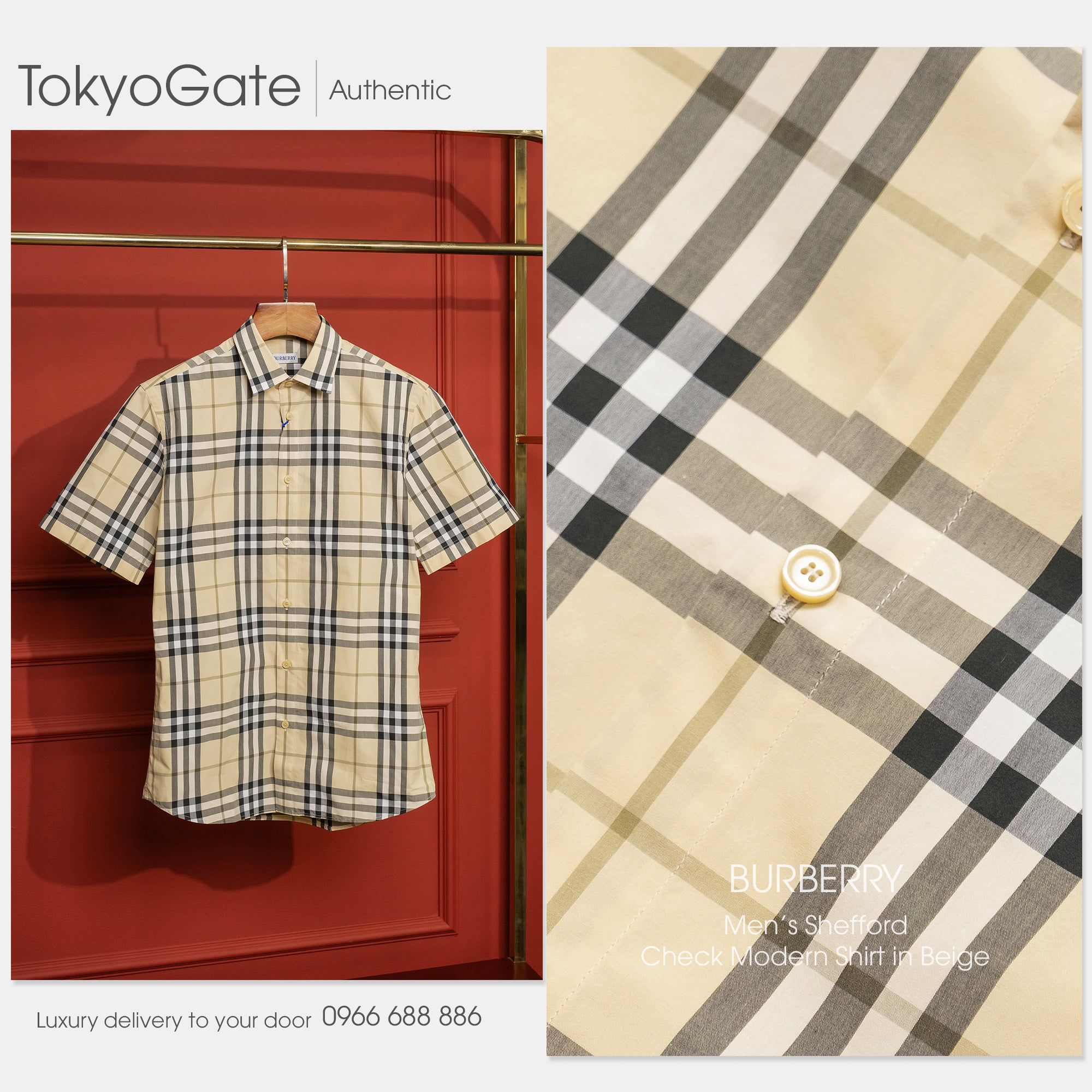 Áo sơ mi Burberry SS Shefford Grain IP Check Slim Fit