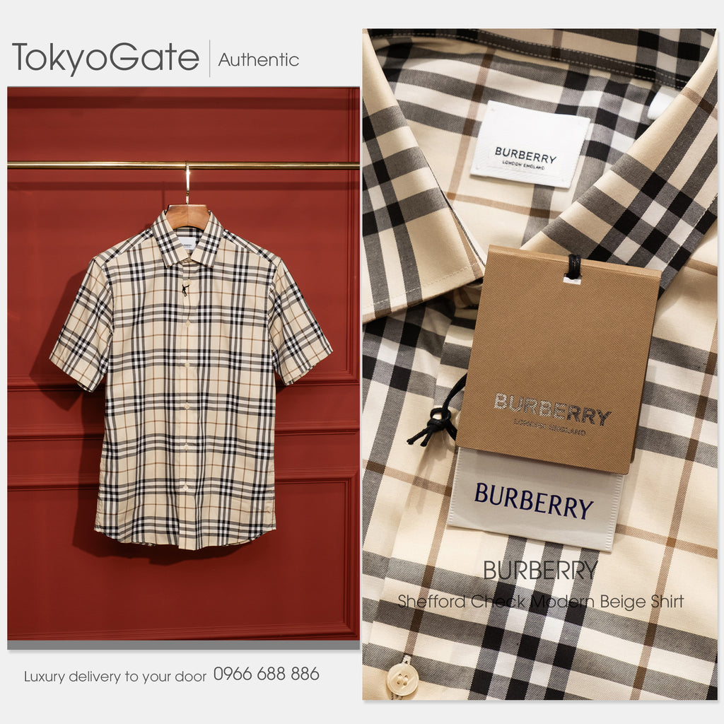 Áo sơ mi Burberry SS Shefford Modern Beige Slim Fit
