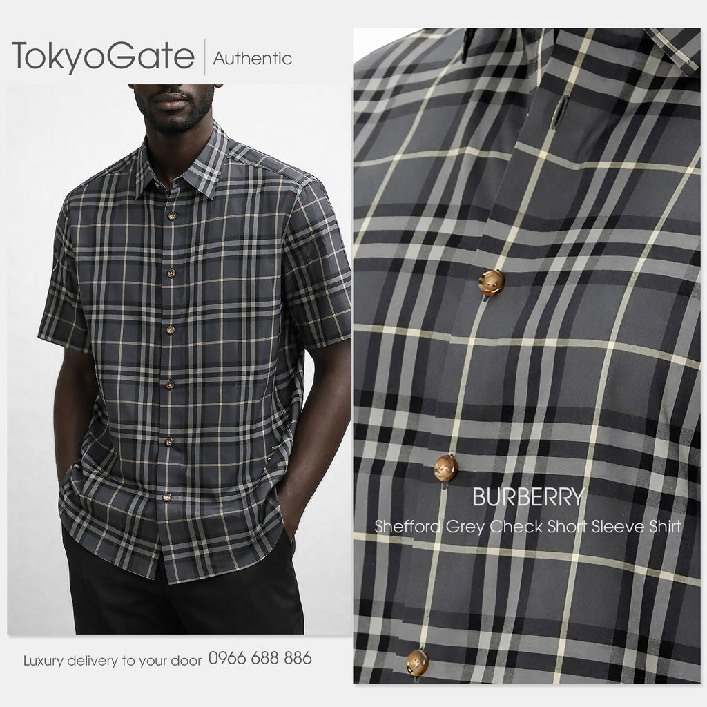 Áo sơ mi Burberry SS Shefford Seal Grey Slim Fit