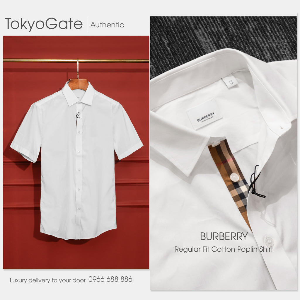 Áo sơ mi Burrbery SS Shefford Optic White Slim Fit