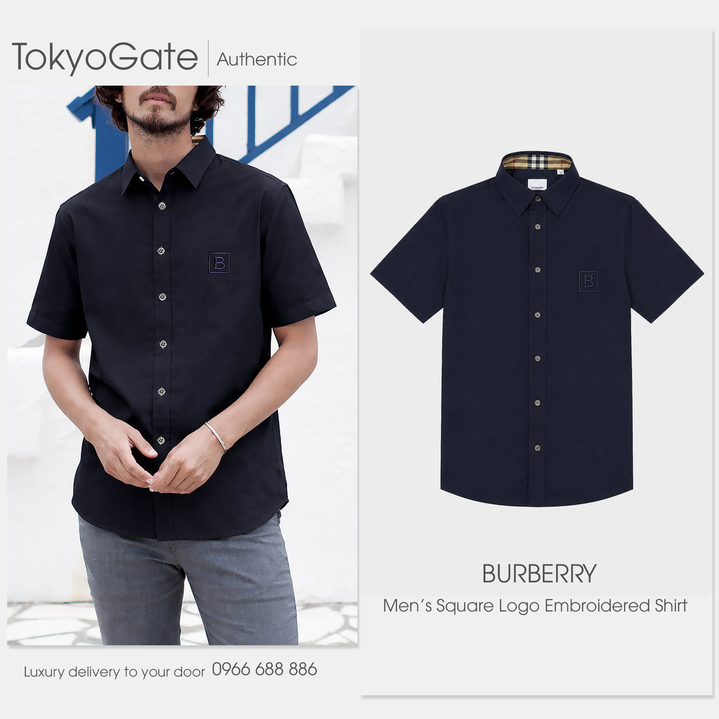 Áo sơ mi Burberry SS William Navy Slim Fit