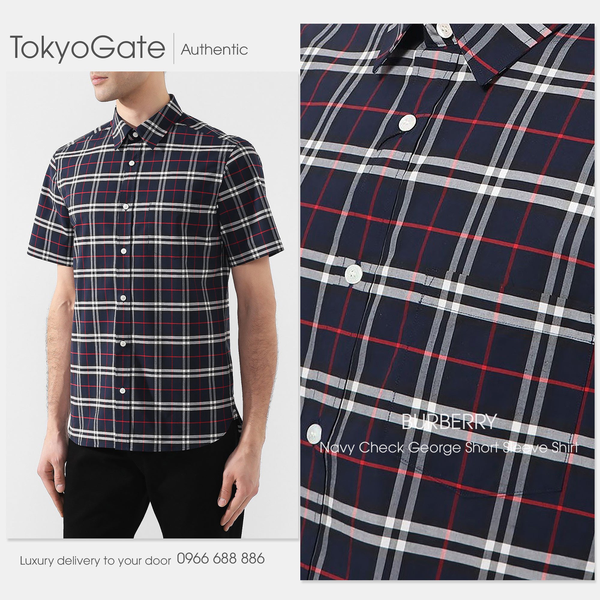 Áo sơ mi Burberry 8007182 George Navy Slim Fit