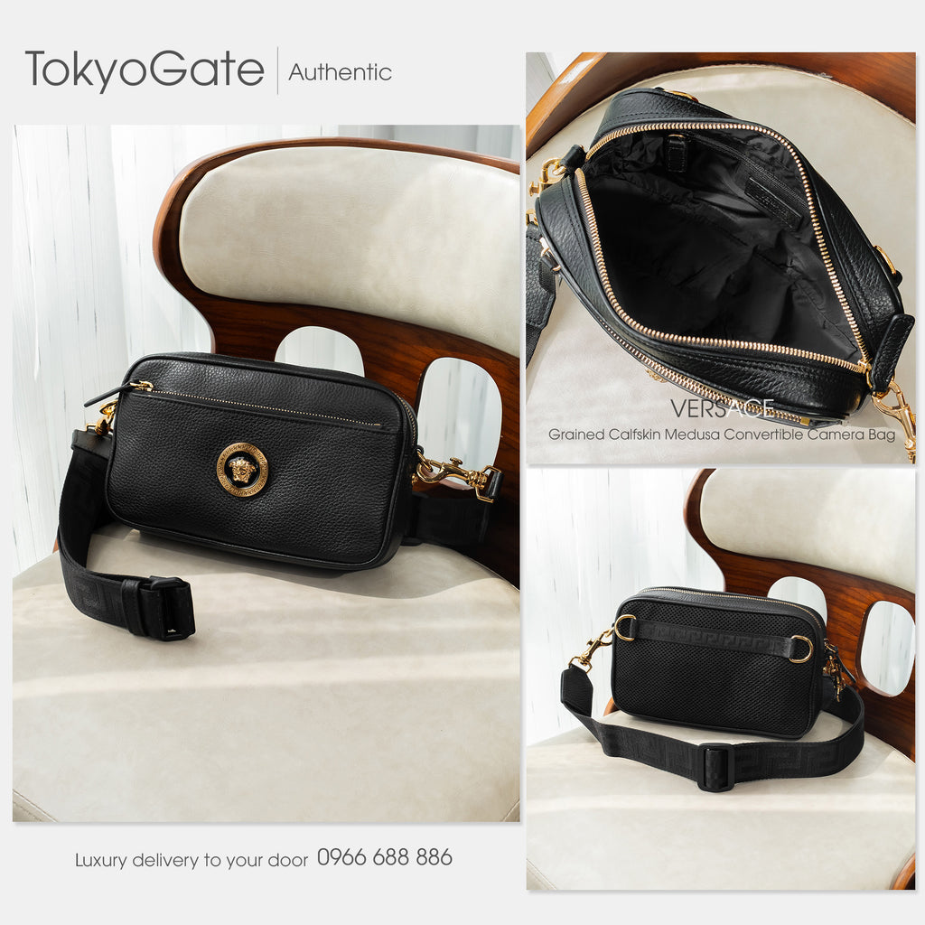 Túi Versace 1005464 1A02187 Black Leather Crossbody Bag
