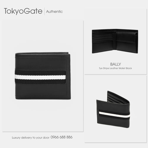 Ví Bally Tye Stripe Leather Wallet Black