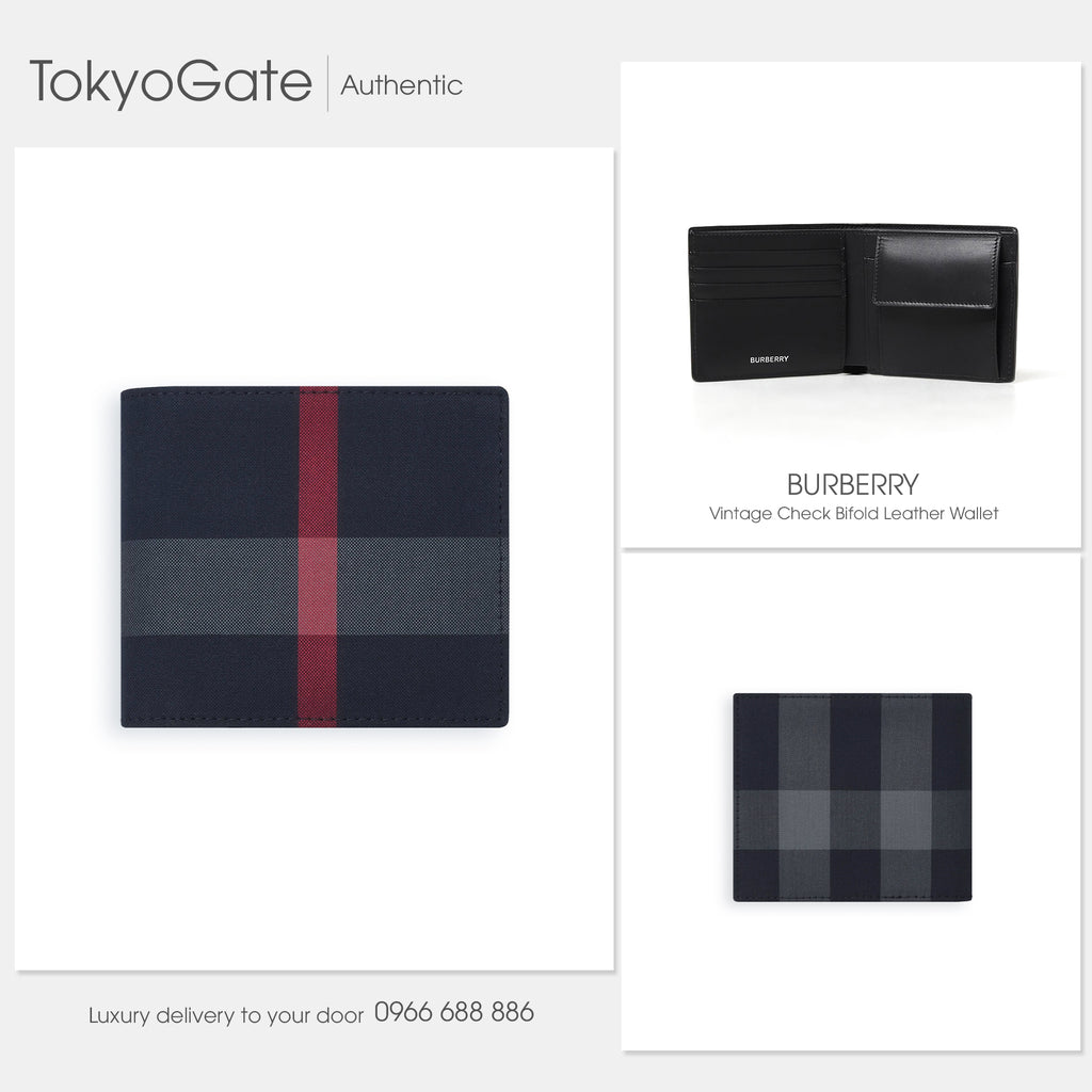 Ví Burberry 80840651 Check Bifold Navy