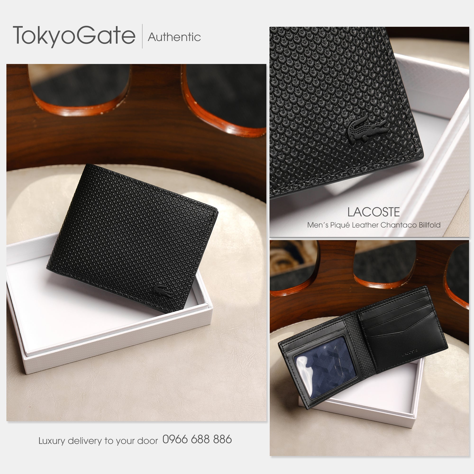 Ví nam Lacoste NH2824CE 000 Small Piqué Leather Chantaco Billfold