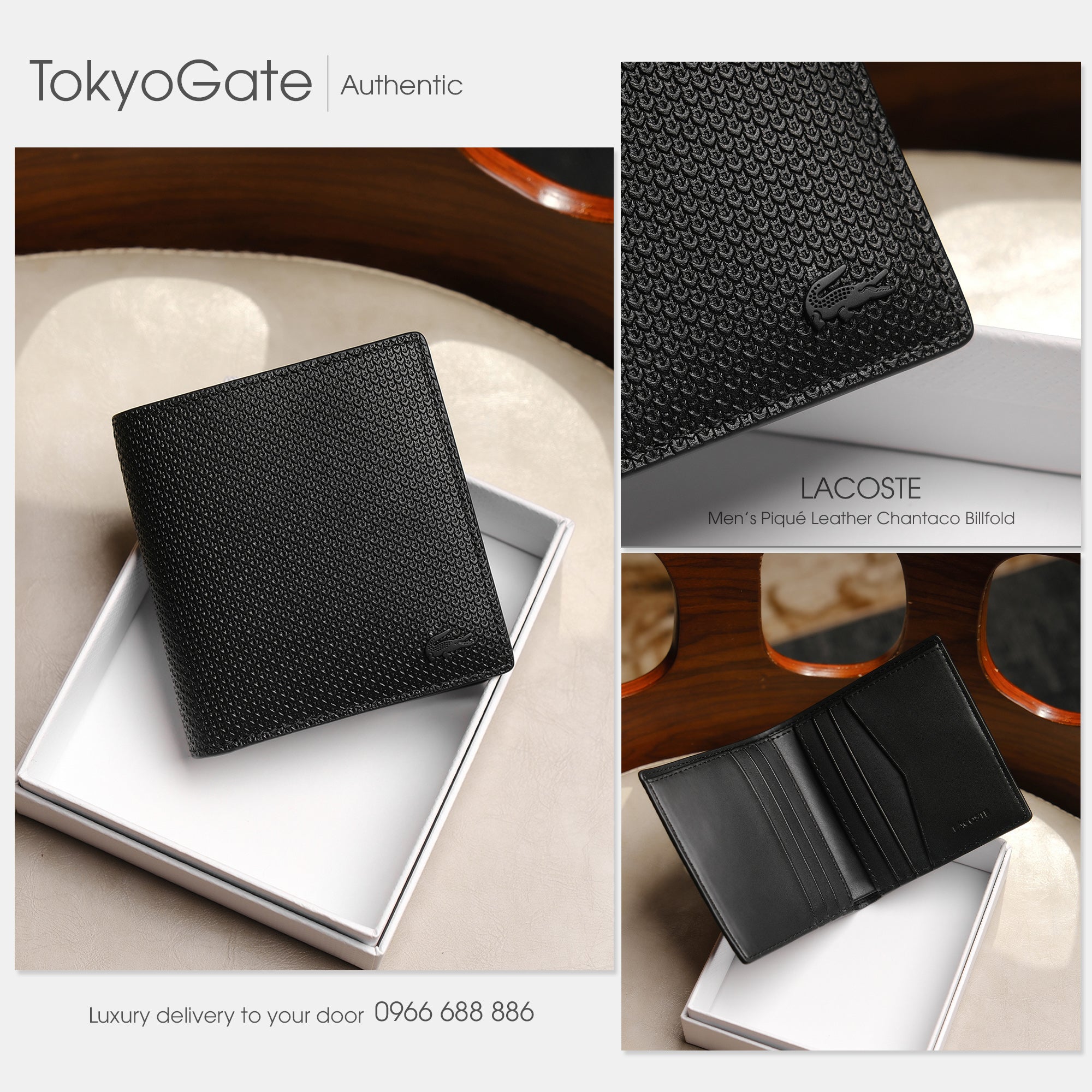 Ví Lacoste NH4568CE 000 Chantaco Leather in Black