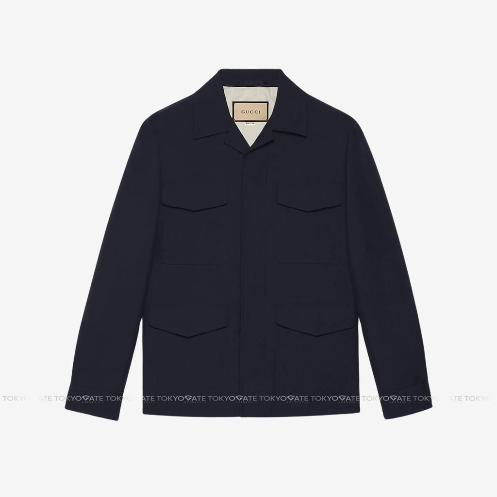 Áo khoác Gucci 762526 ZAP05 4590 Wool Twill Jacket In Navy