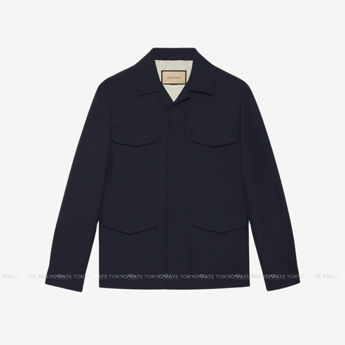 Áo khoác Gucci 762526 ZAP05 4590 Wool Twill Jacket In Navy