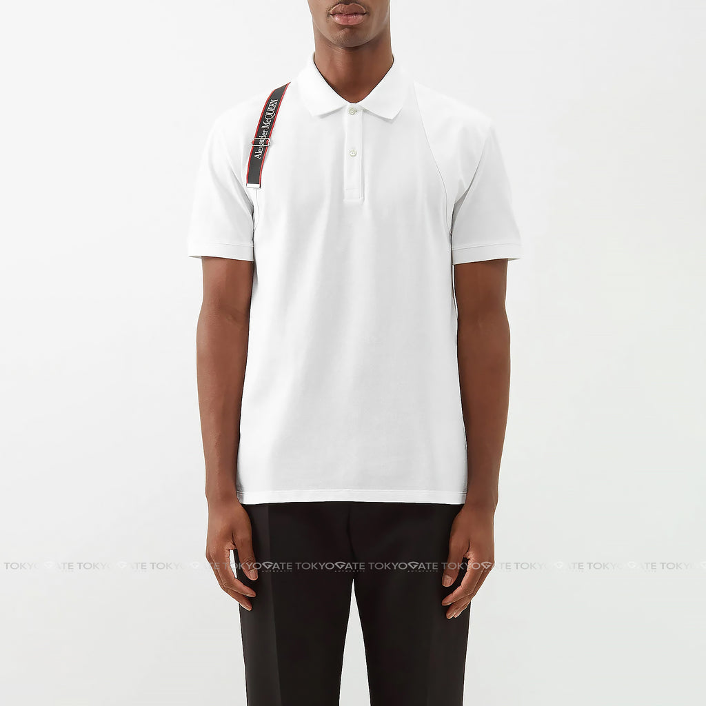 Áo polo Alexander McQueen 625245 QSX33 9000 Harness White Regular Fit