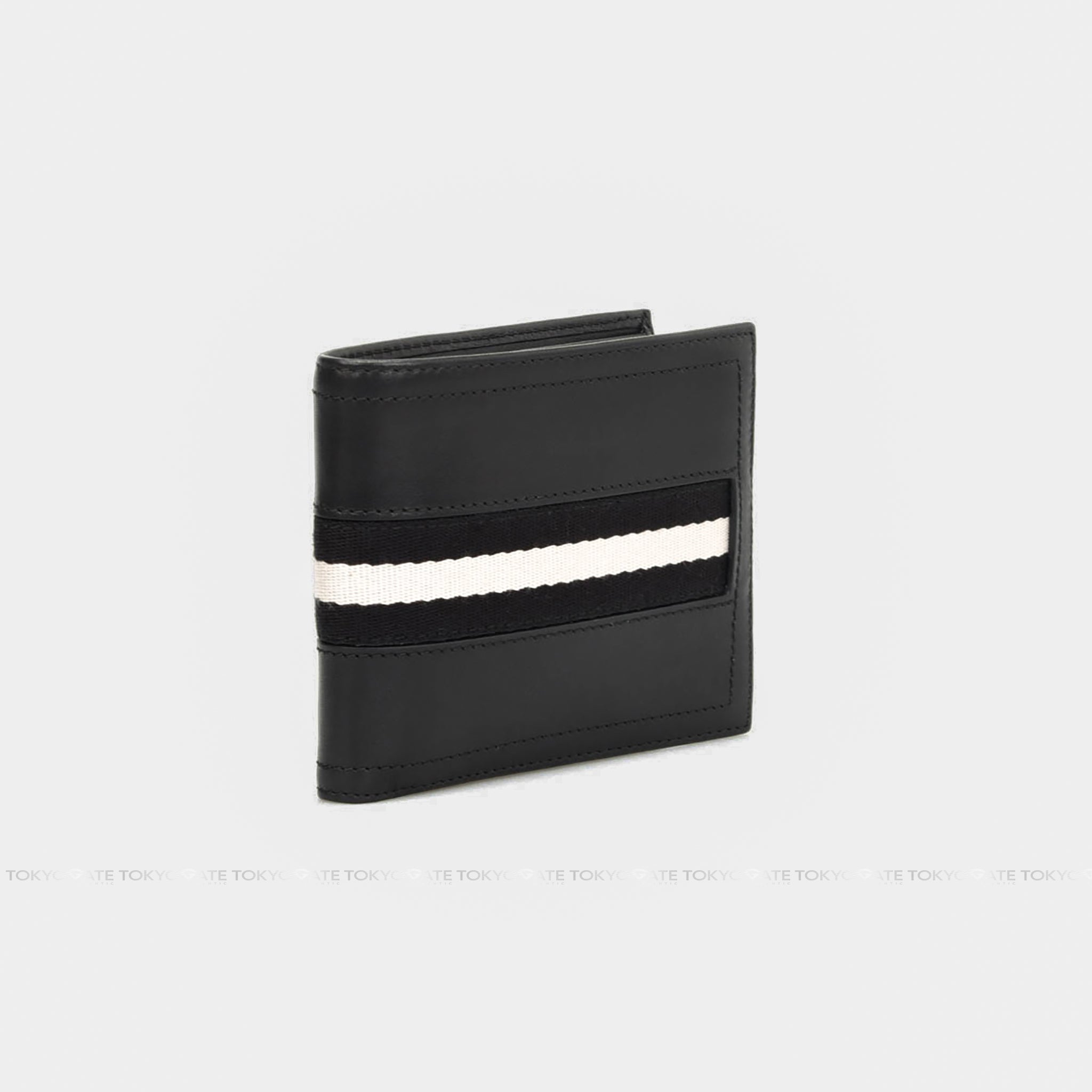 Ví Bally Tye Stripe Leather Wallet Black