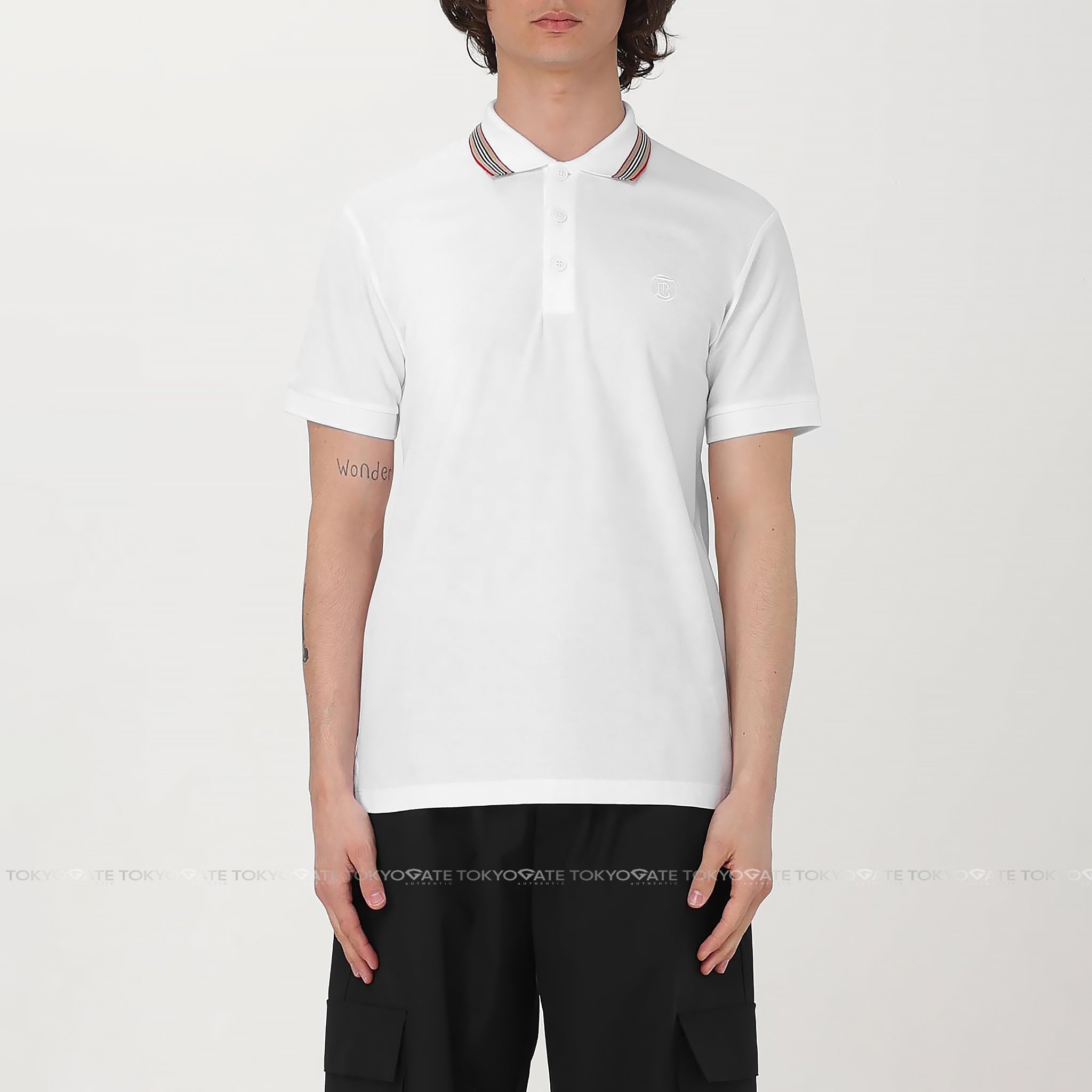 Áo polo Burberry 8053773 Pierson White Slim Fit