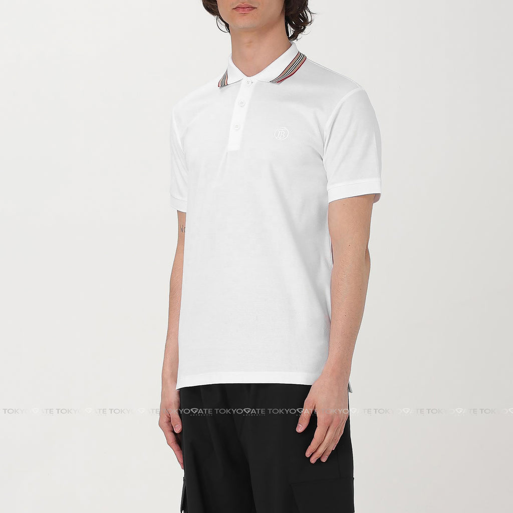 Áo polo Burberry 8053773 Pierson White Slim Fit