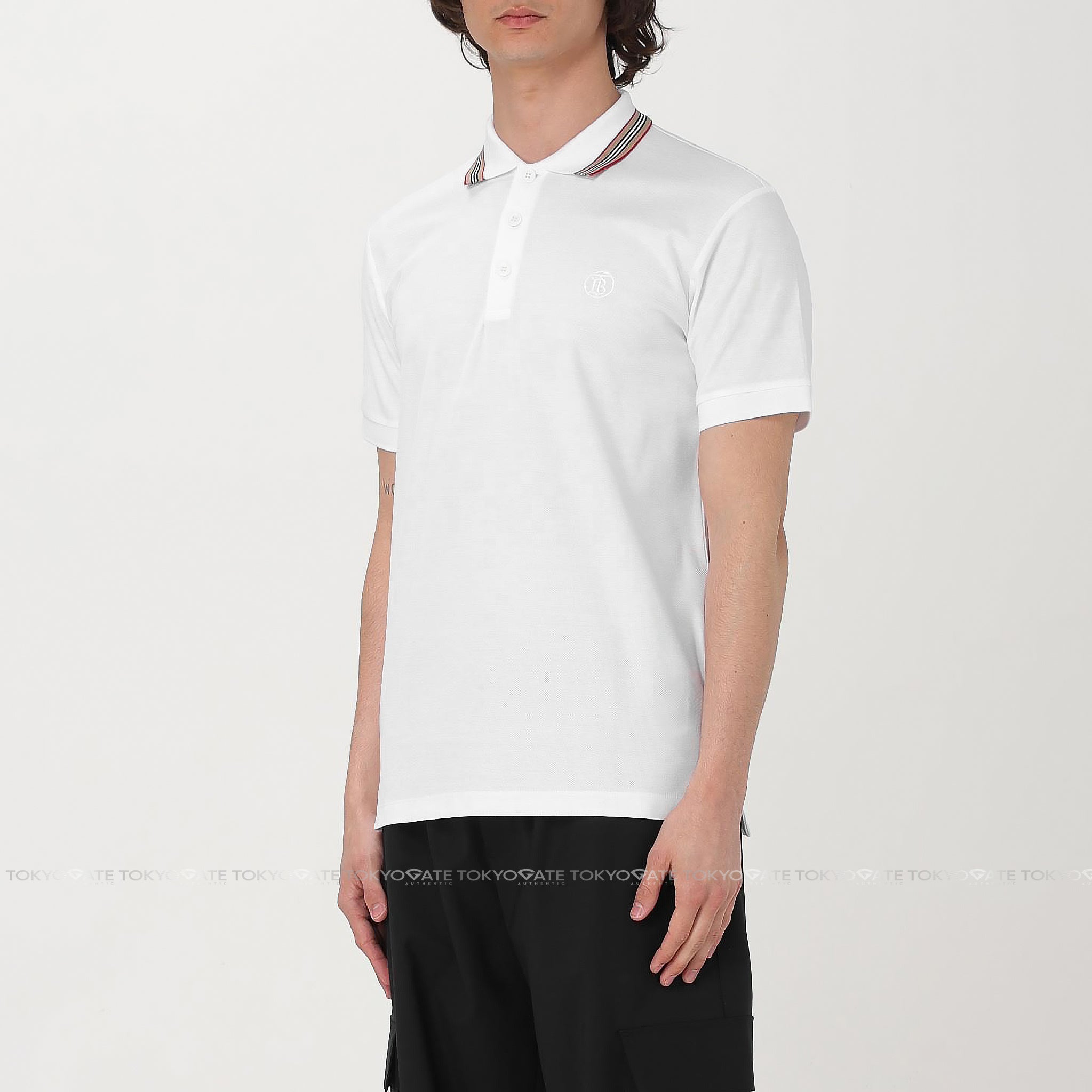 Áo polo Burberry 8053773 Pierson White Slim Fit