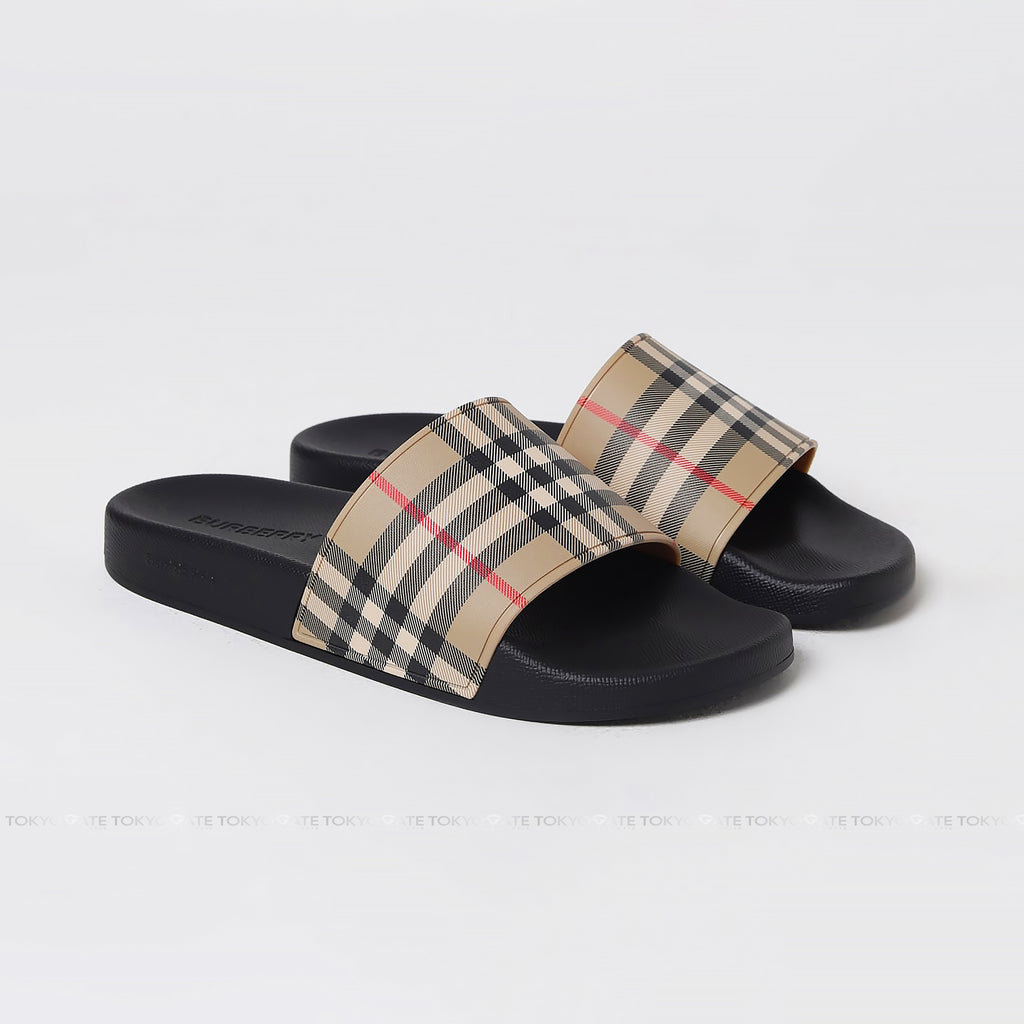 Dép Burberry 8056942 Check Slides Archive Beige IP Check