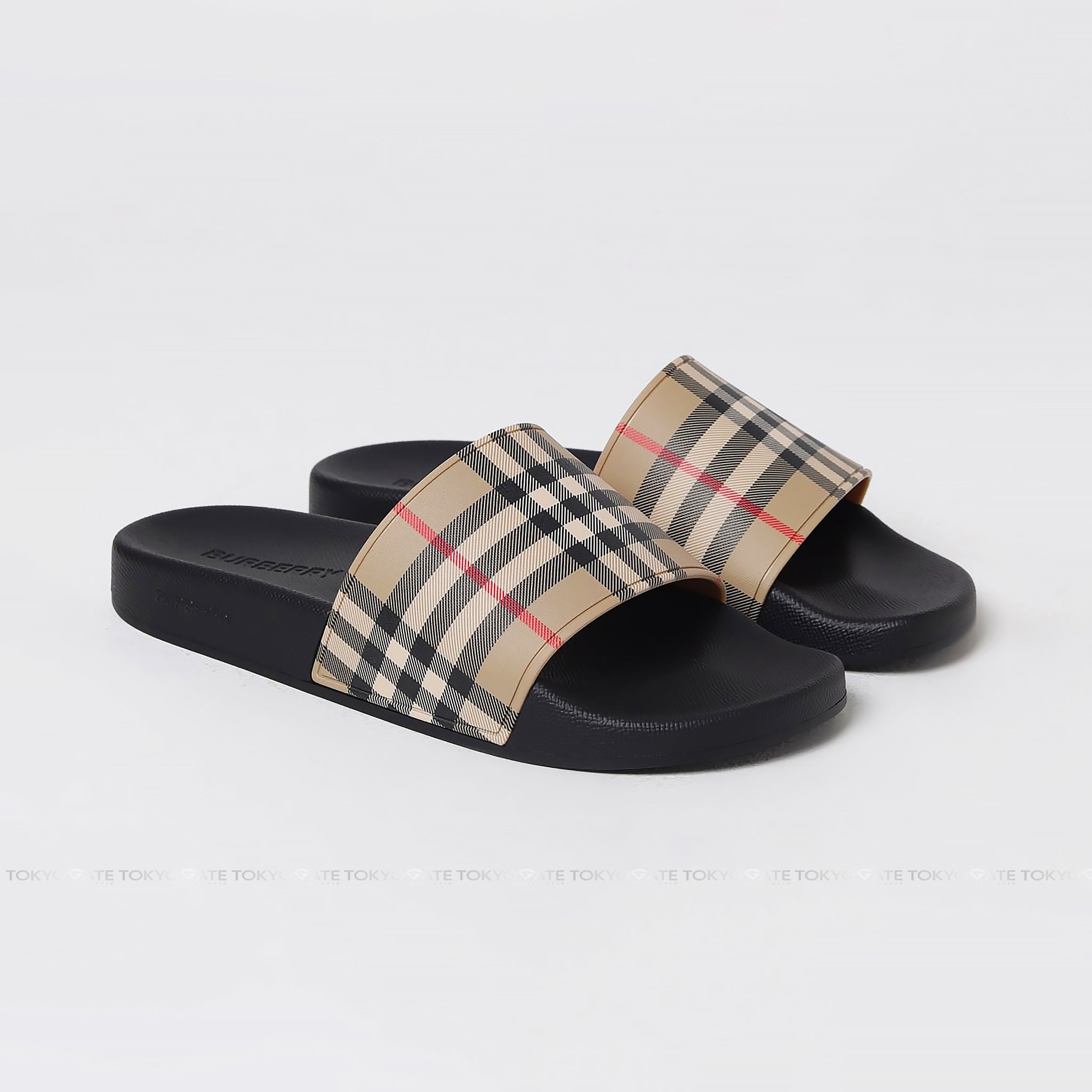 Dép Burberry 8056942 Check Slides Archive Beige IP Check