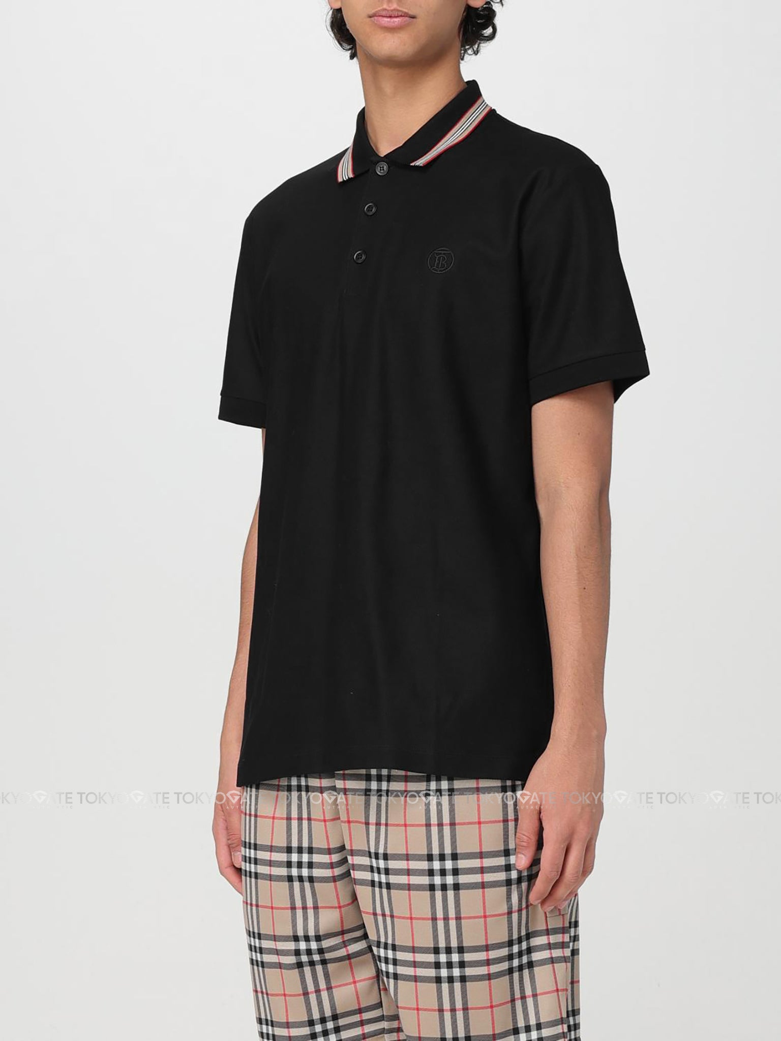 Áo polo Burberry 8053773 Pierson Black Slim Fit