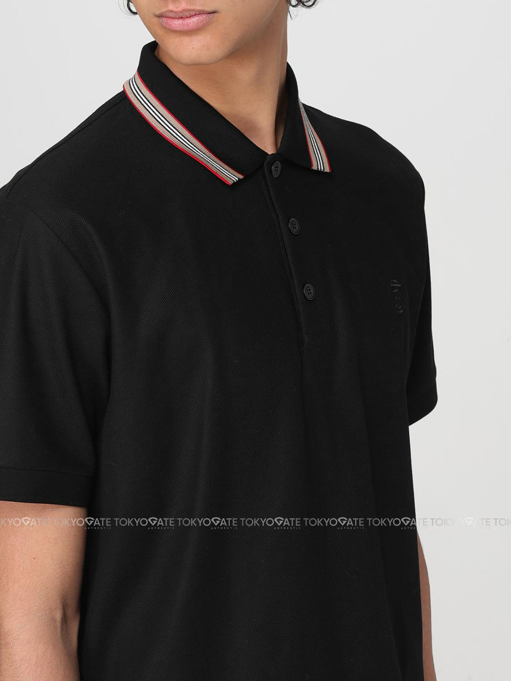Áo polo Burberry 8053773 Pierson Black Slim Fit