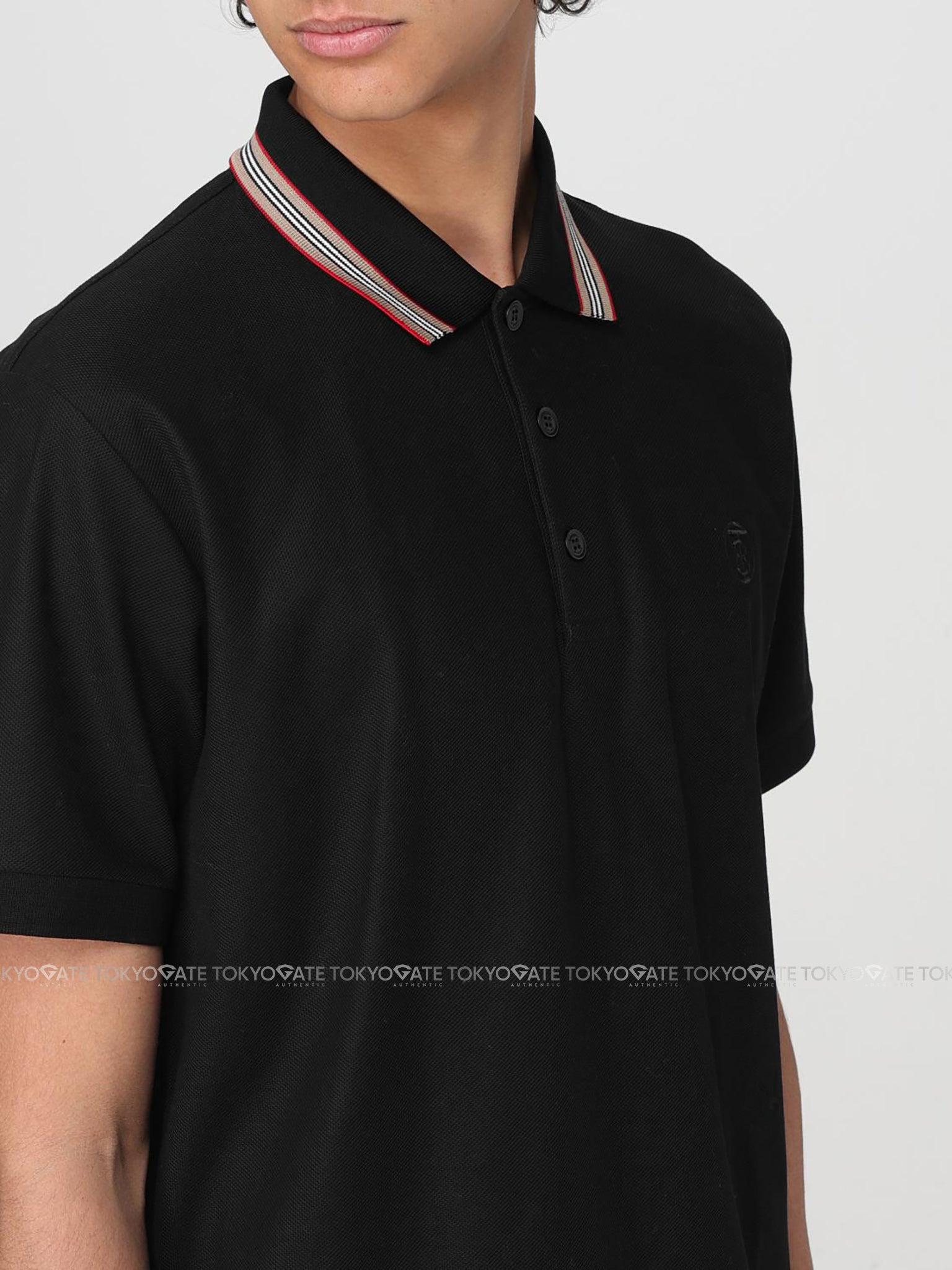 Áo polo Burberry 8053773 Pierson Black Slim Fit