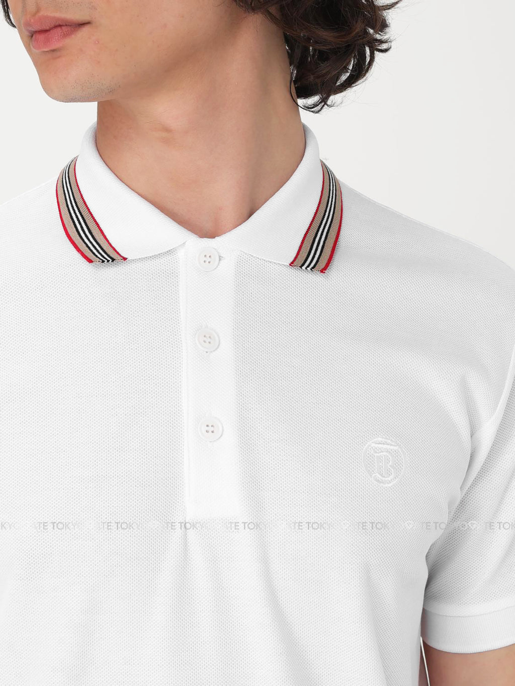 Áo polo Burberry 8053773 Pierson White Slim Fit