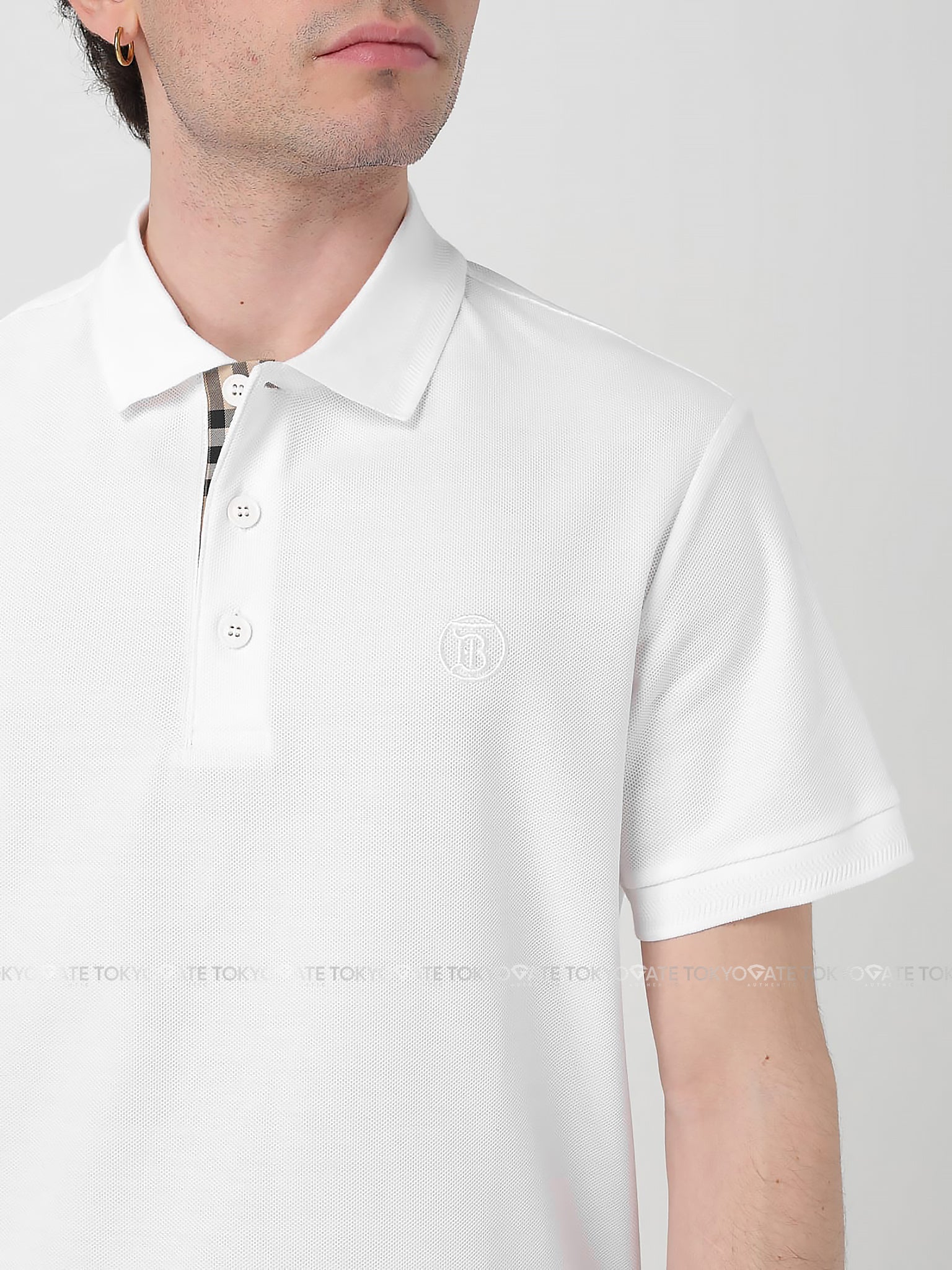 Áo polo Burberry 8055228 Eddie TB White Slim Fit