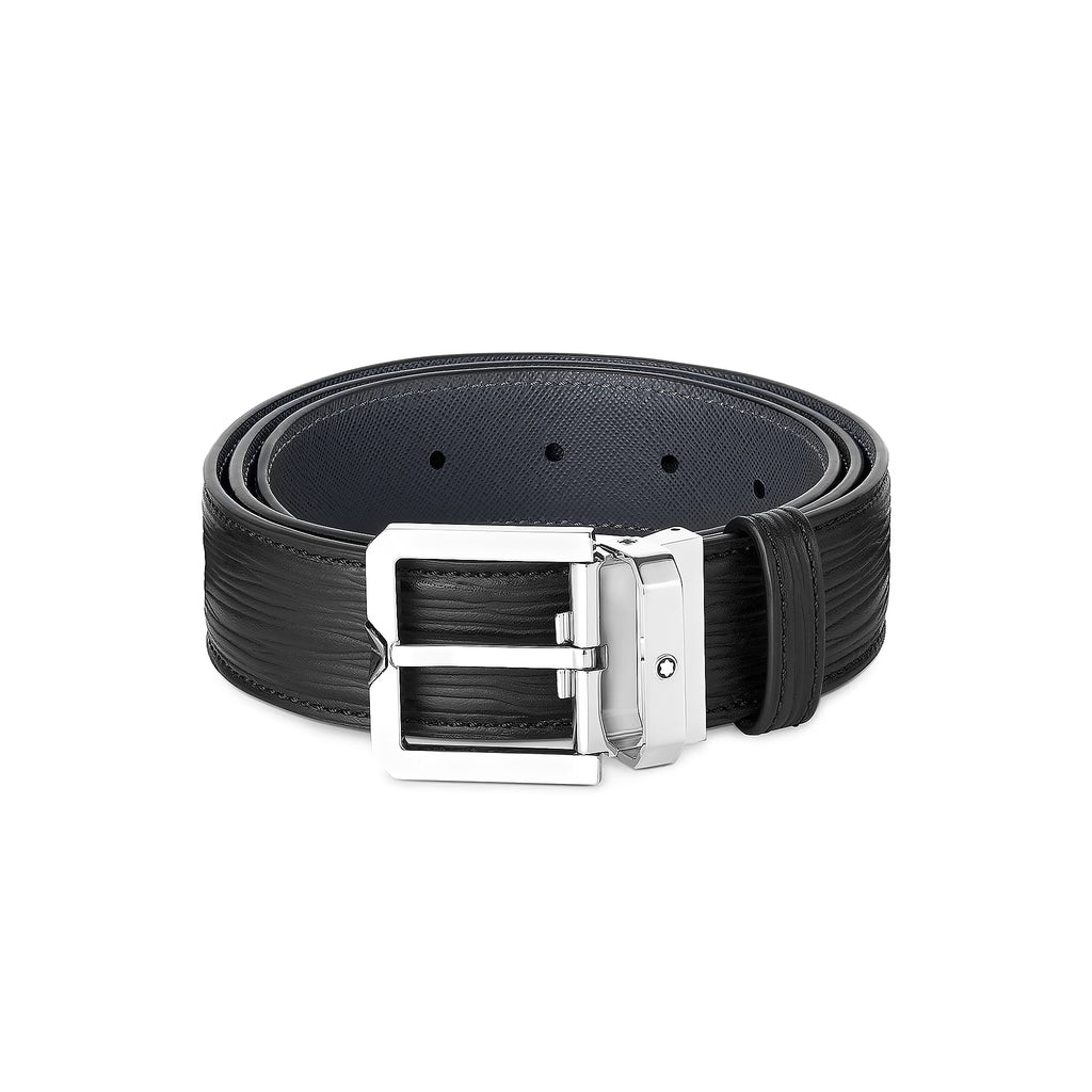 Dây lưng Montblanc MB131171 Black Grey Leather Belt