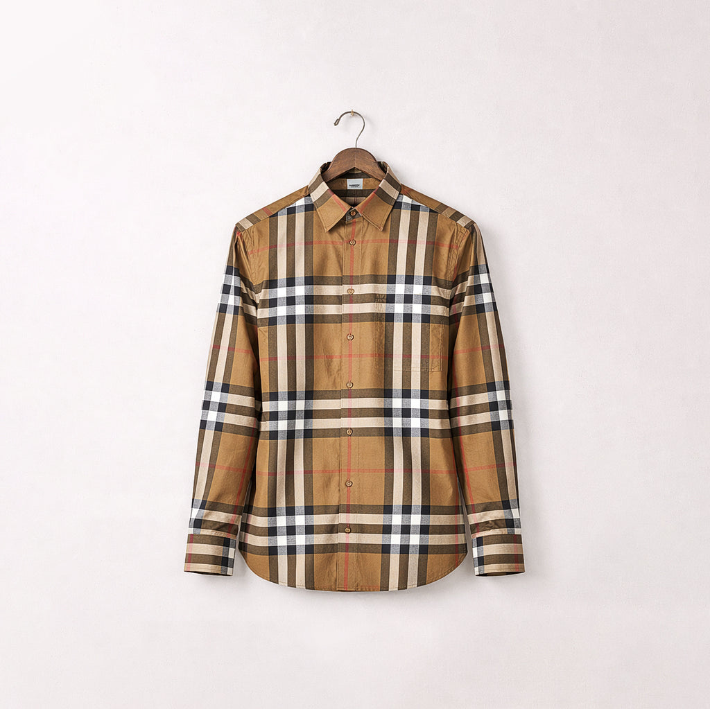 Áo sơ mi Burberry LS Claverdon Taupe Brown Slim Fit