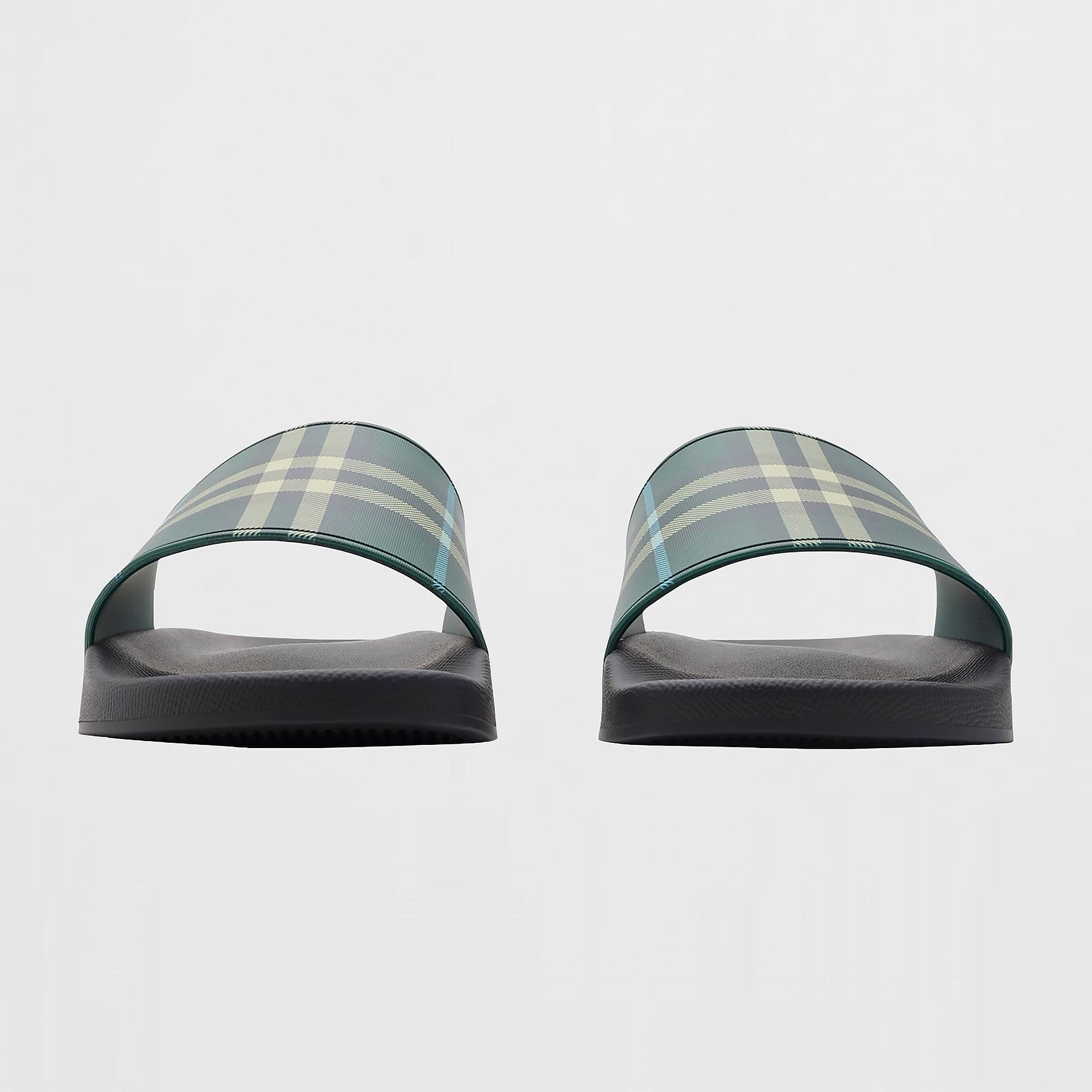 Dép Burberry 81127421 Check Slides Leaf Green IP Check