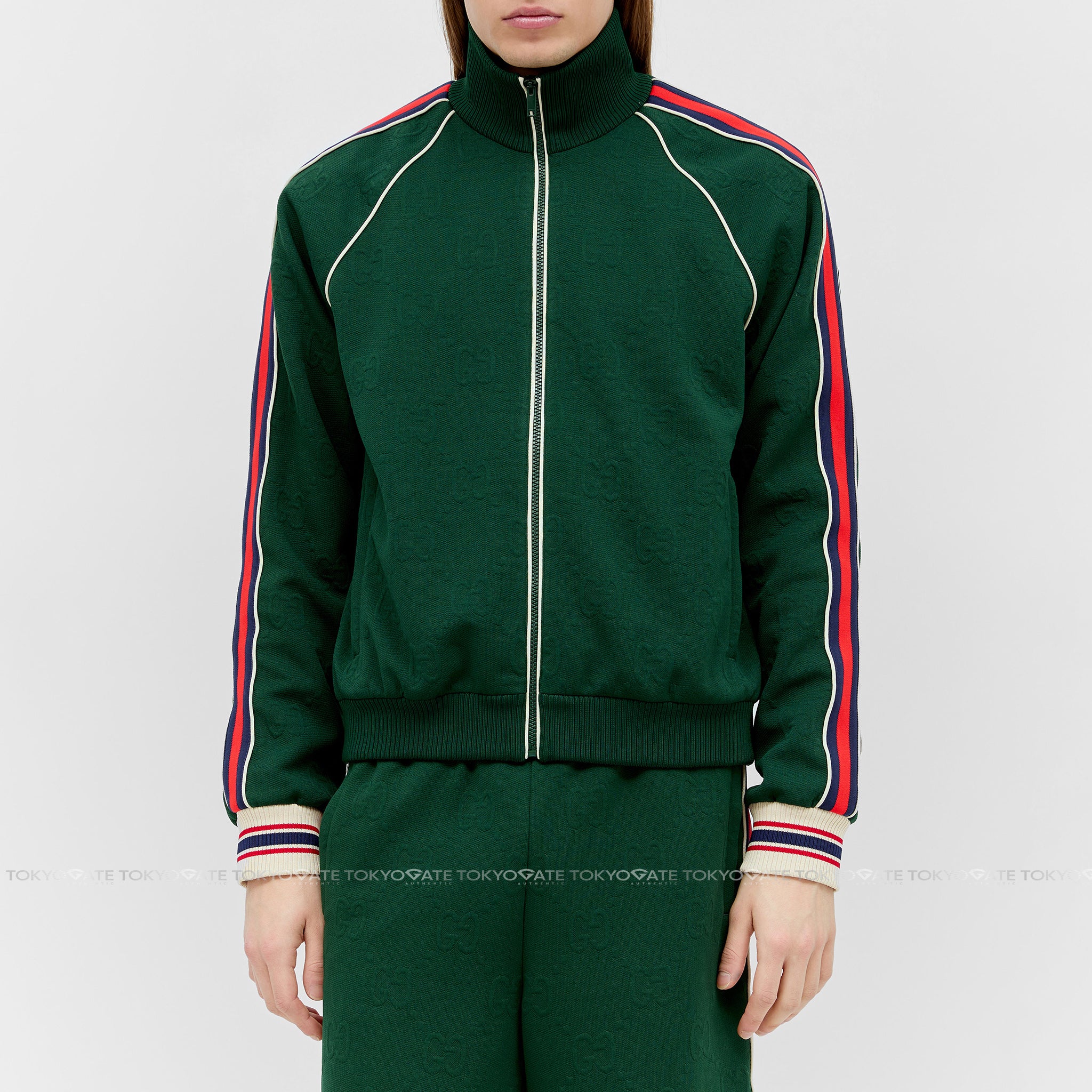 Áo khoác Gucci 662270 XJDE9 3754 GG Jacquard Jersey Zip Jacket Green