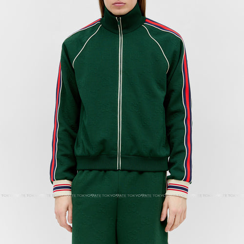 Áo khoác Gucci 662270 XJDE9 3754 GG Jacquard Jersey Zip Jacket Green