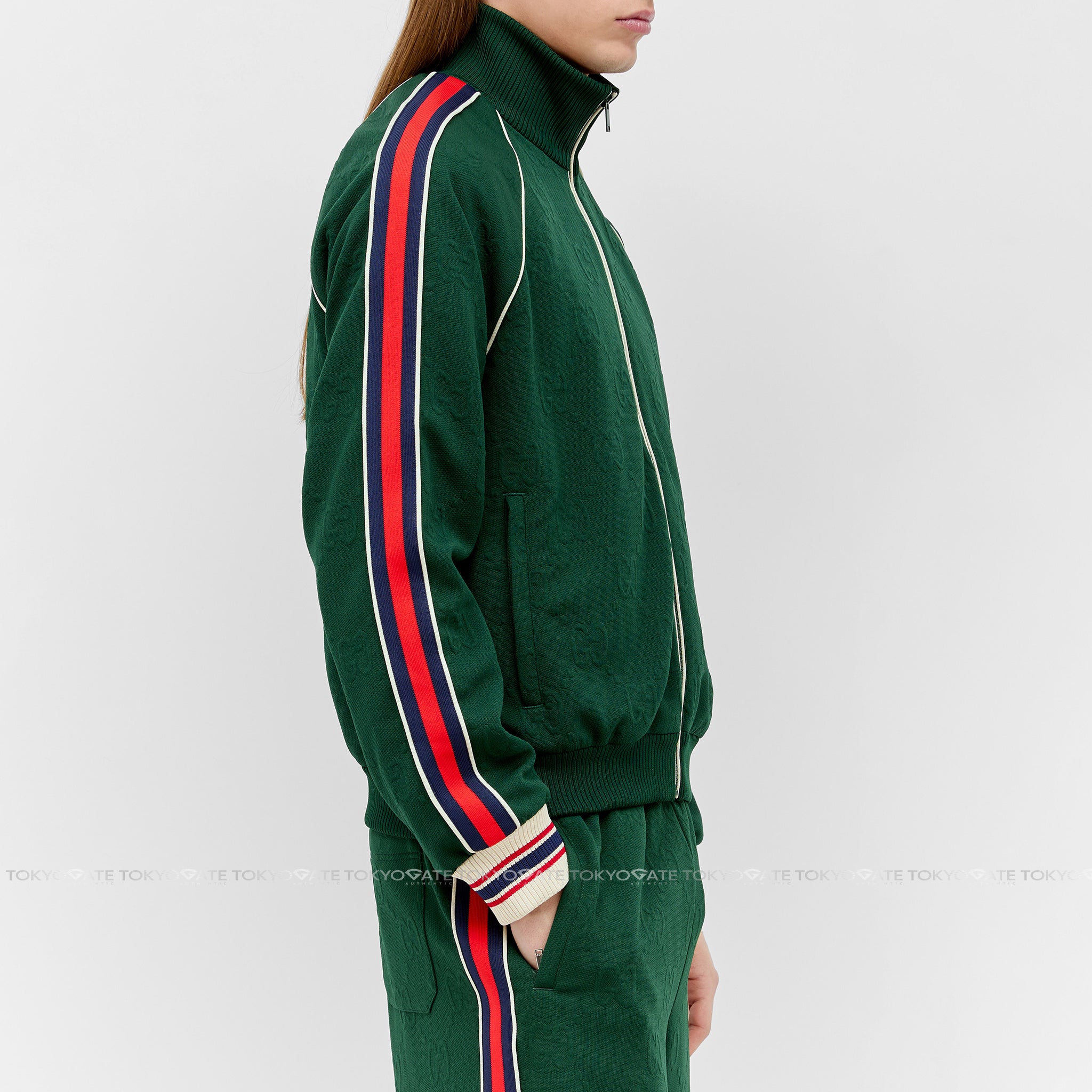 Áo khoác Gucci 662270 XJDE9 3754 GG Jacquard Jersey Zip Jacket Green