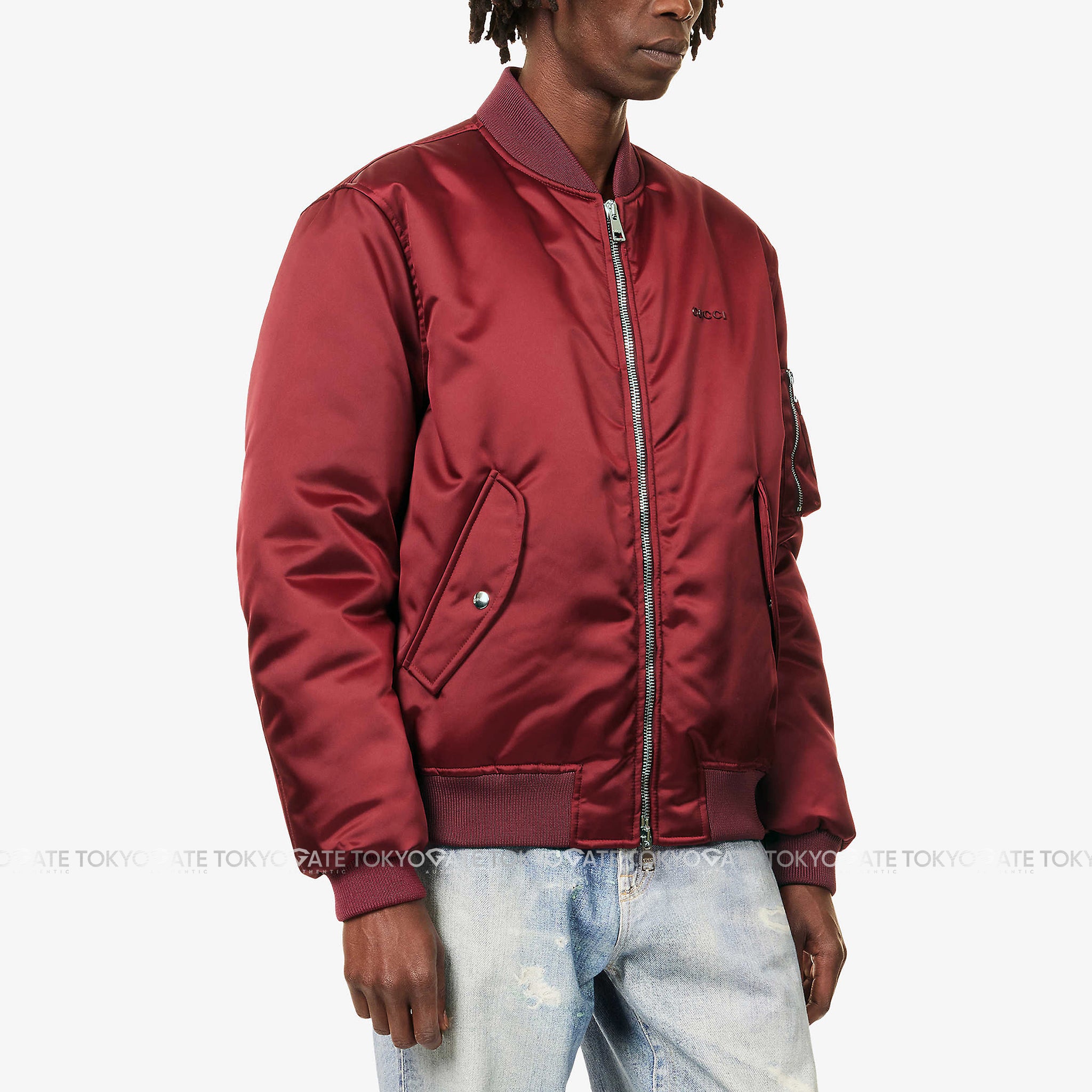 Áo khoác Gucci 823418 ZAADM 6052 Heavy Nylon Canvas Bomber Jacket In Dark Red