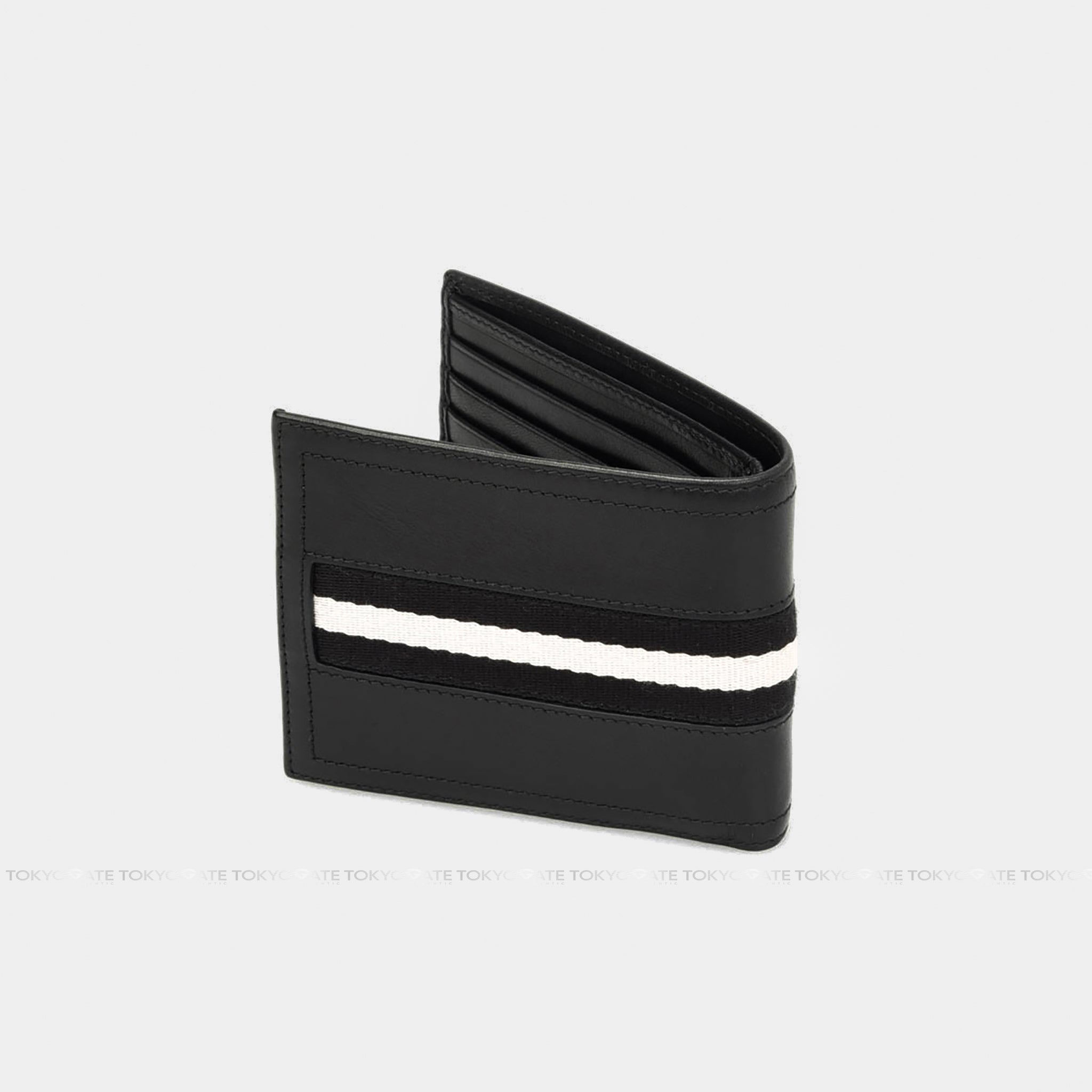 Ví Bally Tye Stripe Leather Wallet Black