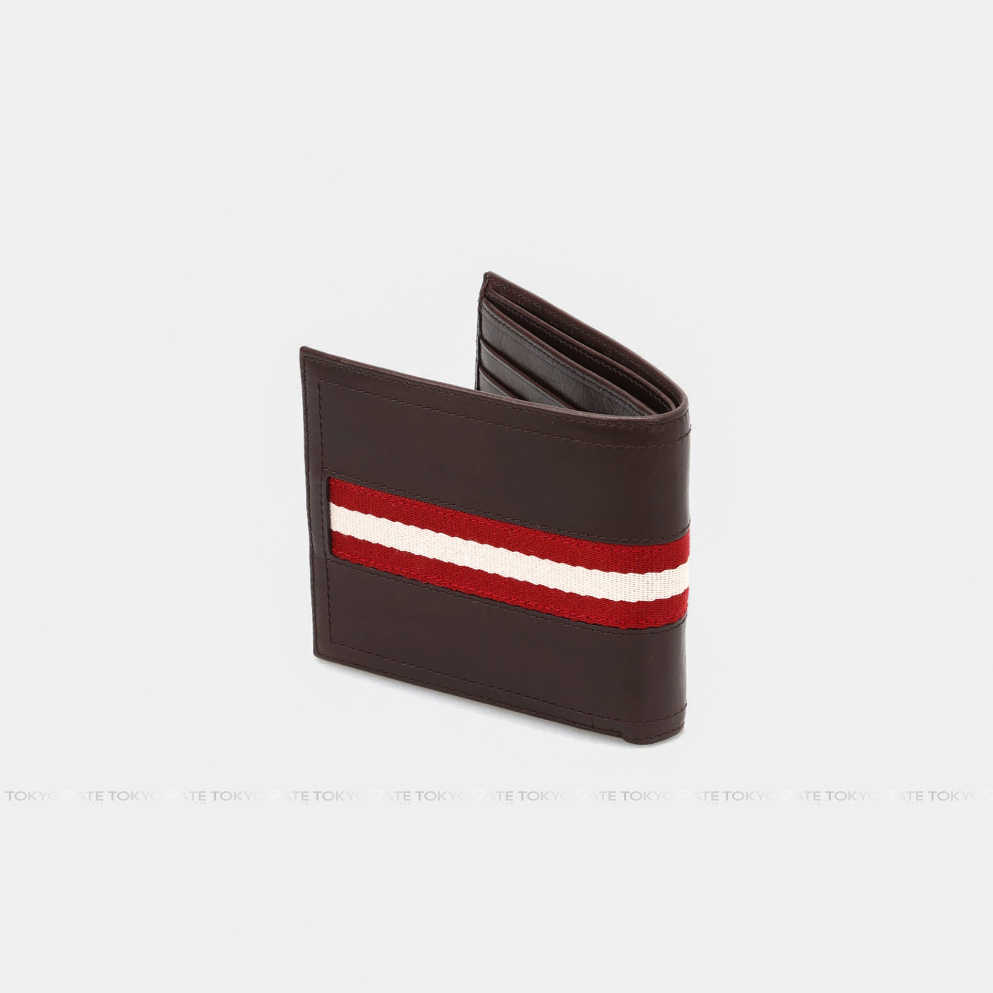Ví Bally Tye Stripe Leather Wallet Brown