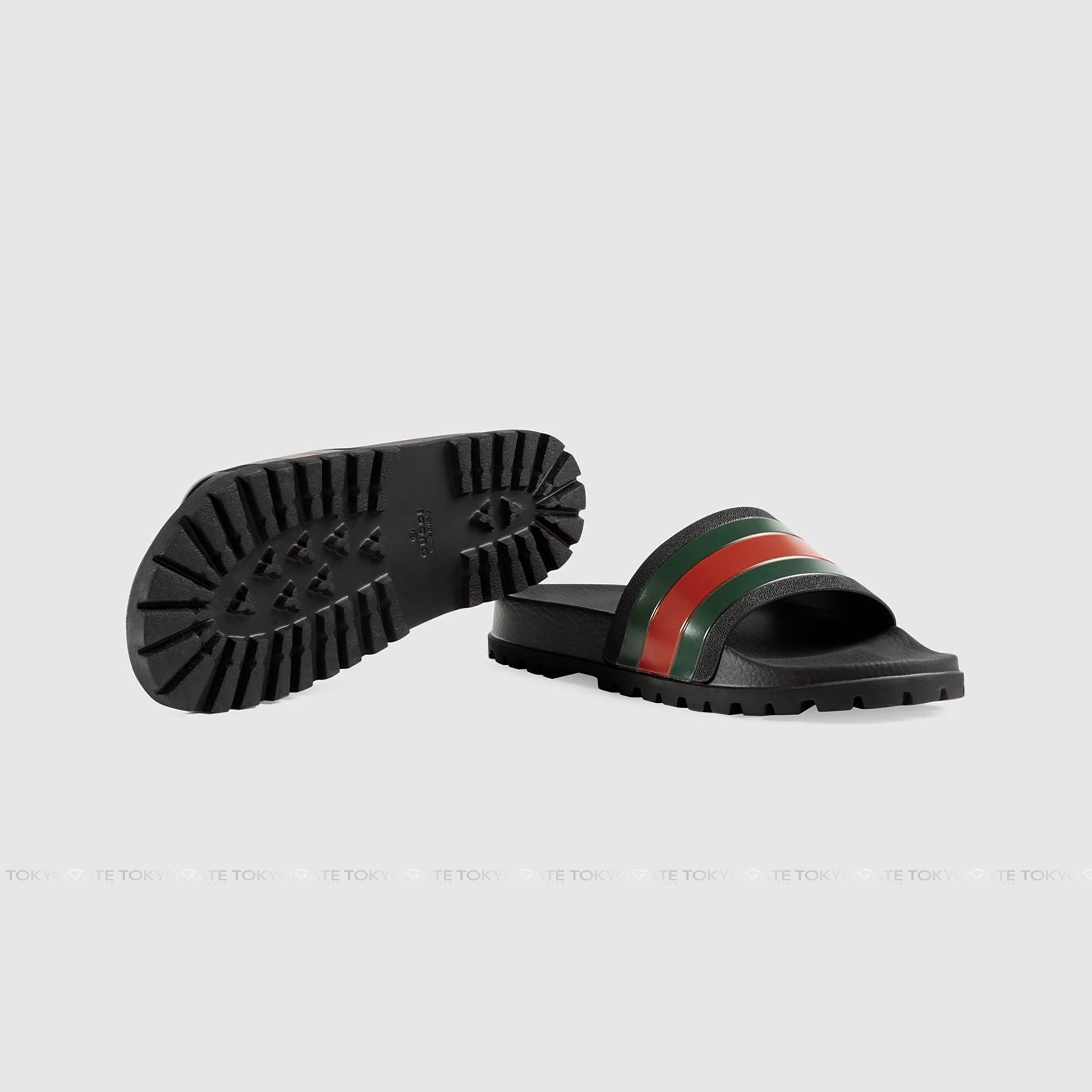 Dép Gucci 429469 GIB10 1098 Slide Sandal With Web Black
