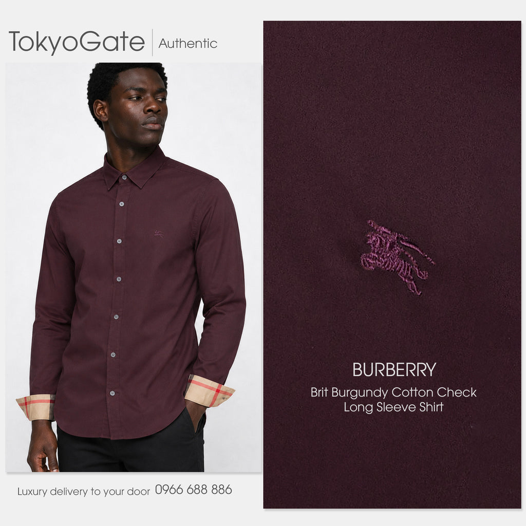 Áo sơ mi Burberry Cambirdge Oxblood Slim Fit